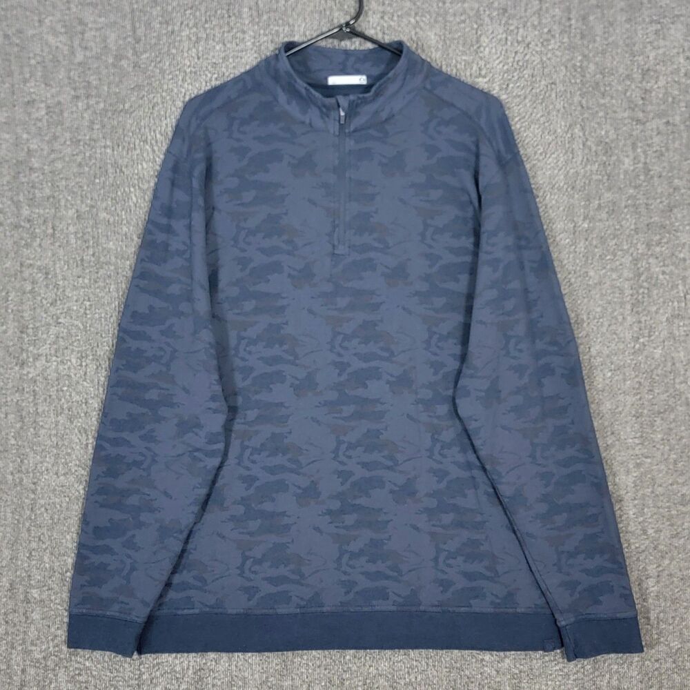 Tasc Performance Cloud French Terry 1/4 Zip Pullover Mens XL Blue Long Sleeve
